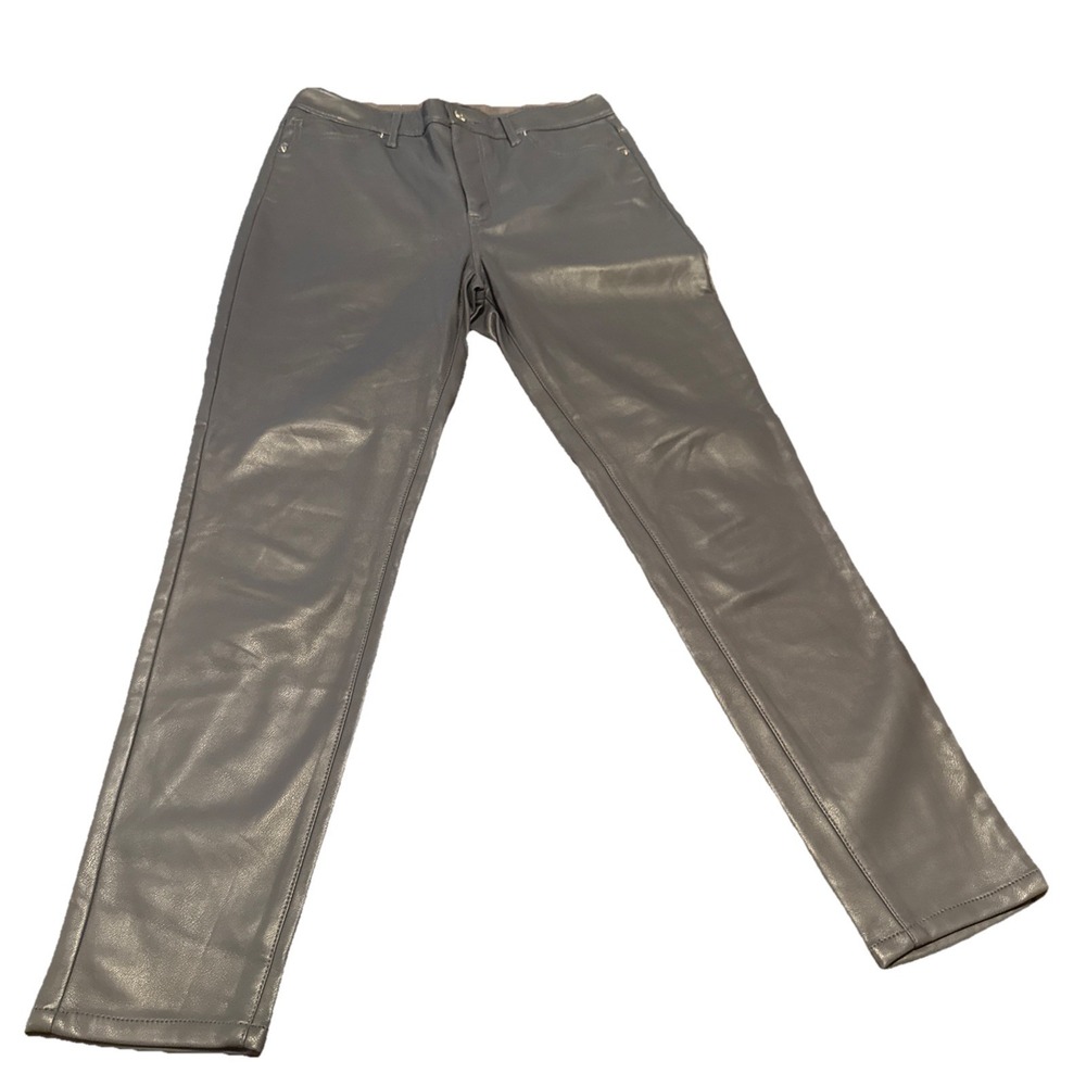 Express Women's Faux Leather Pants Size 6R‎ Skinny High Rise Gray Vegan Leather